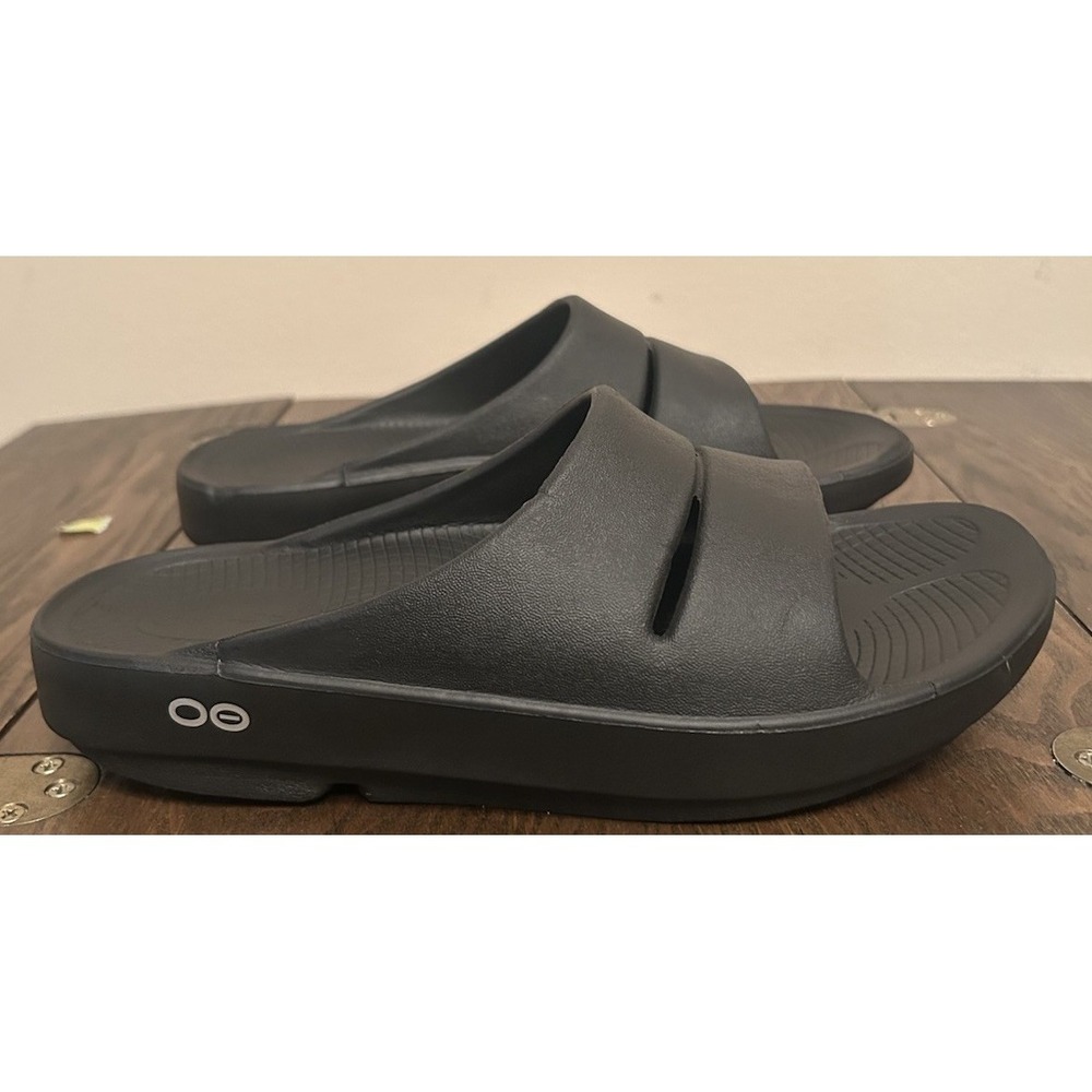 OOFOS Ooahh Sport Unisex Black Slide Slipper Recovery Sandals Sz Men 5 Women 7